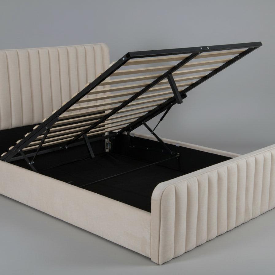 New Vivi Luxe Velvet Gas Lift Storage Bedframe