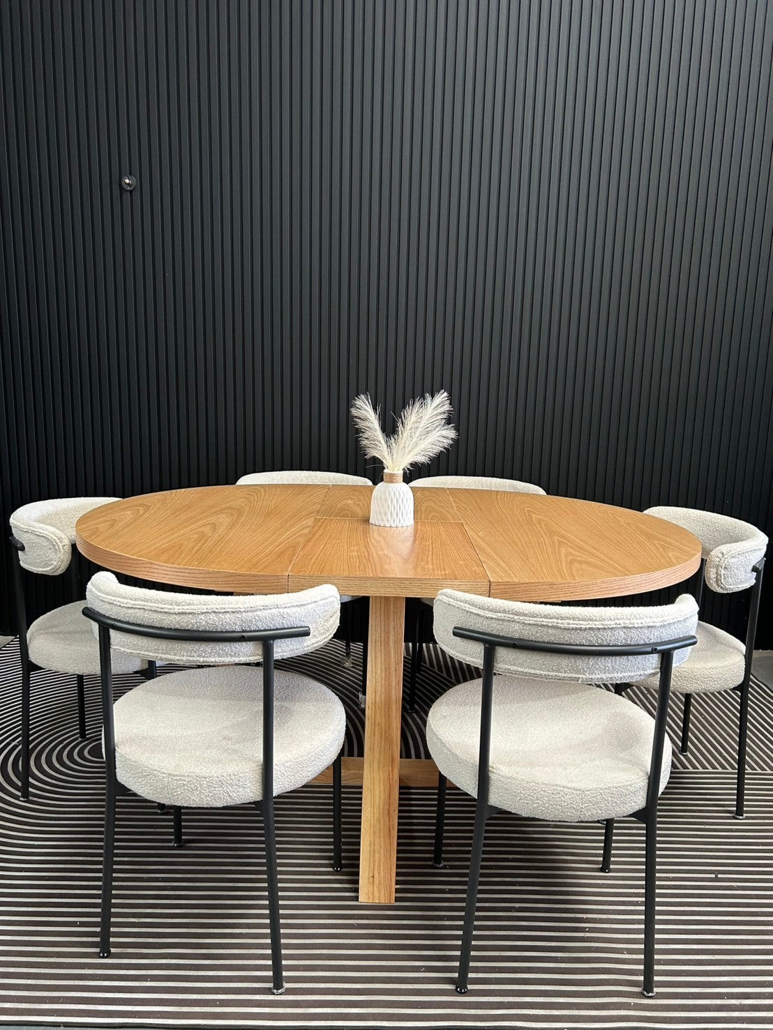PRE-ORDER Modern OAK Natural Extendable Round Dining Table 120-160cm
