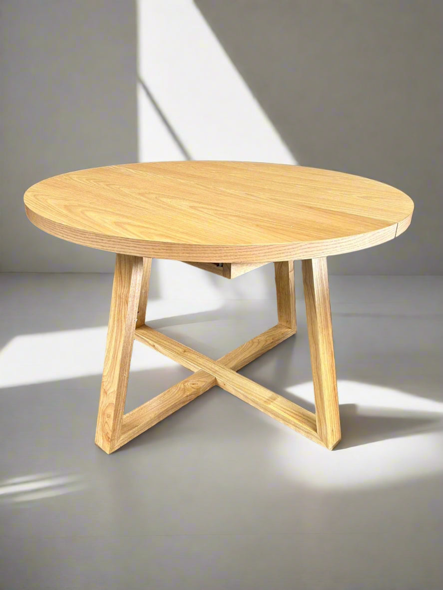 PRE-ORDER Modern OAK Natural Extendable Round Dining Table 120-160cm
