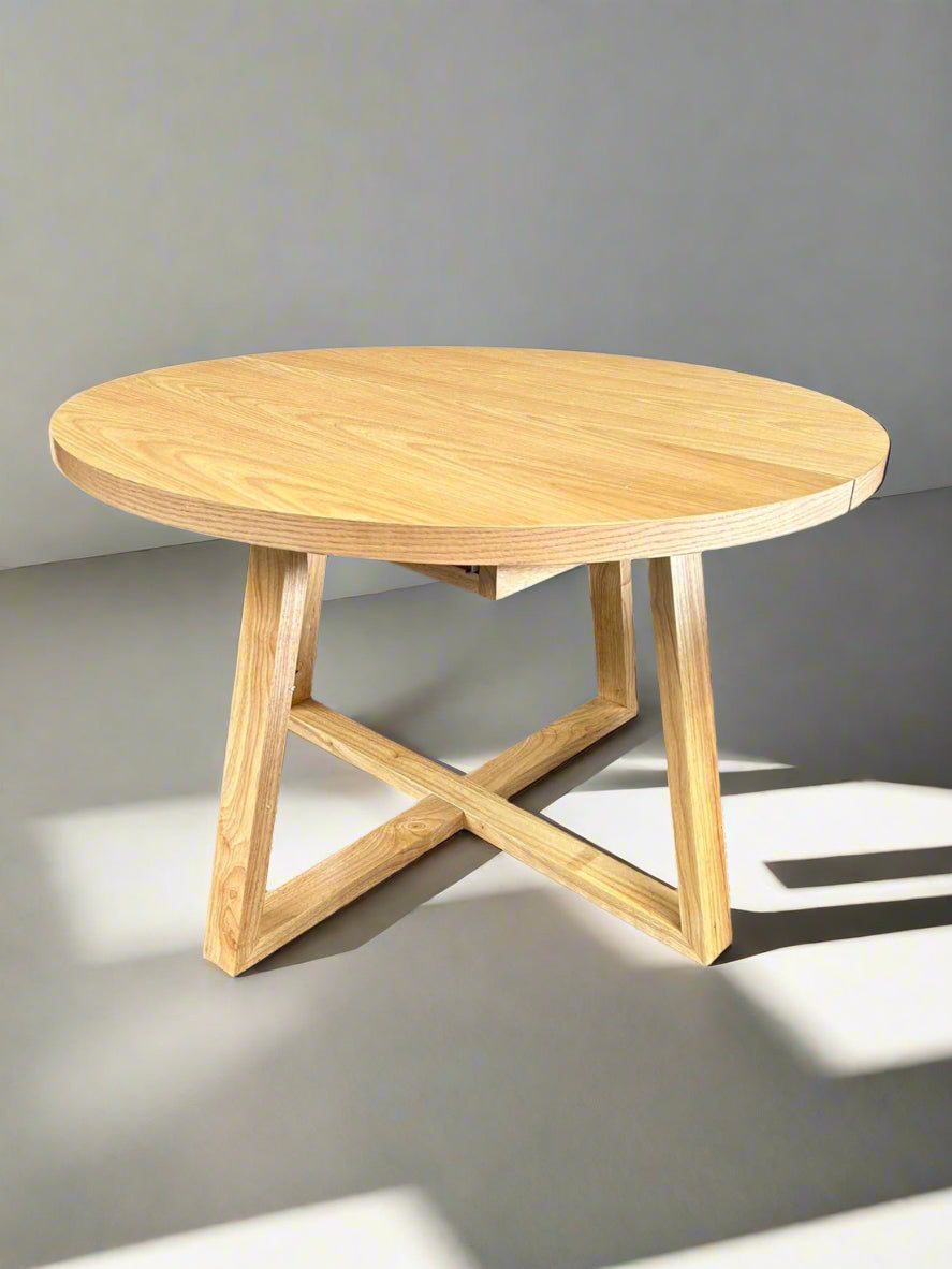 PRE-ORDER Modern OAK Natural Extendable Round Dining Table 120-160cm