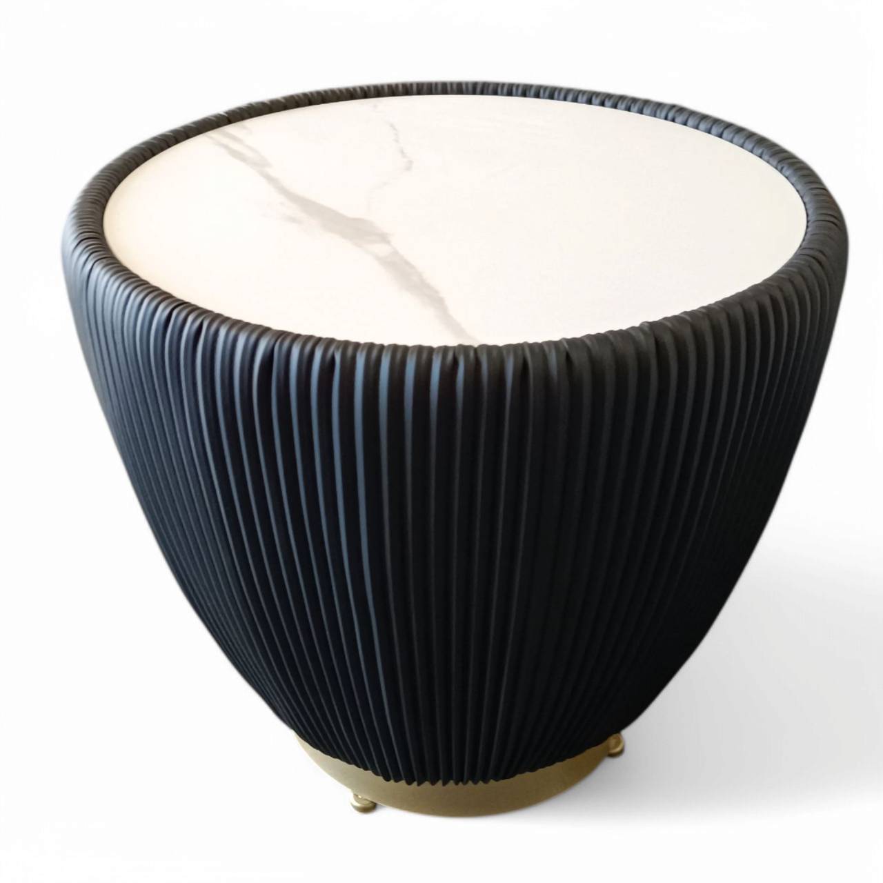 Luxury Sintered Stone Coffee Table Set – Modern Elegance with Faux Leather & Gold Accents