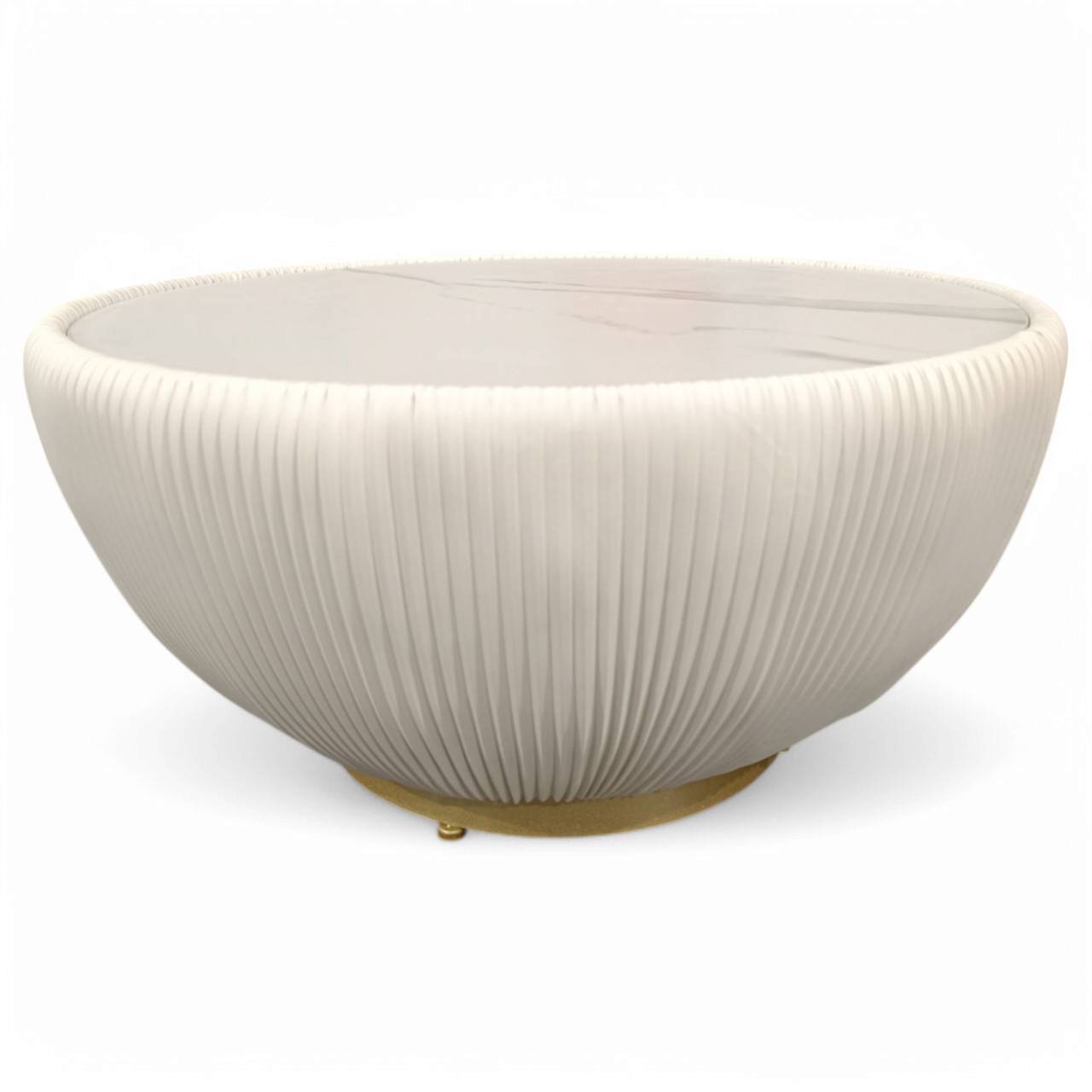 Luxury Sintered Stone Coffee Table Set – Modern Elegance with Faux Leather & Gold Accents