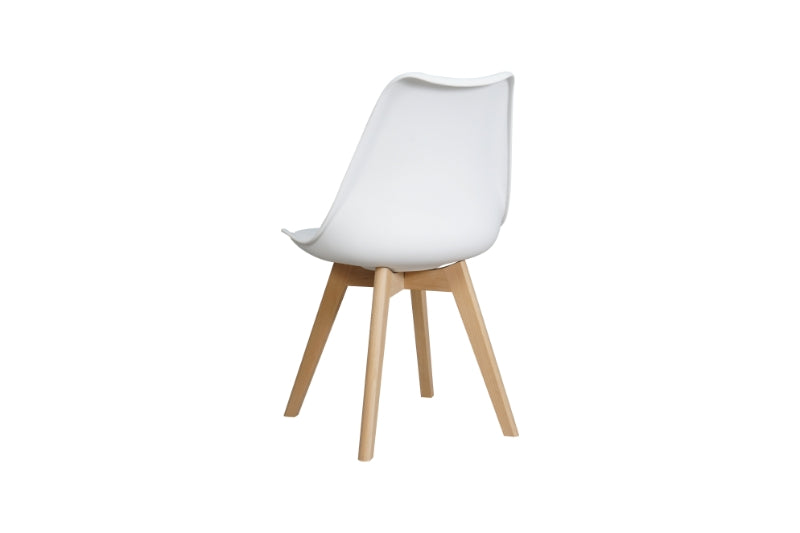 Oliv Snow White Dining Chair Set – Faux Leather Upholstery with Solid Wood Legs, Set of 4 - OliOli Store