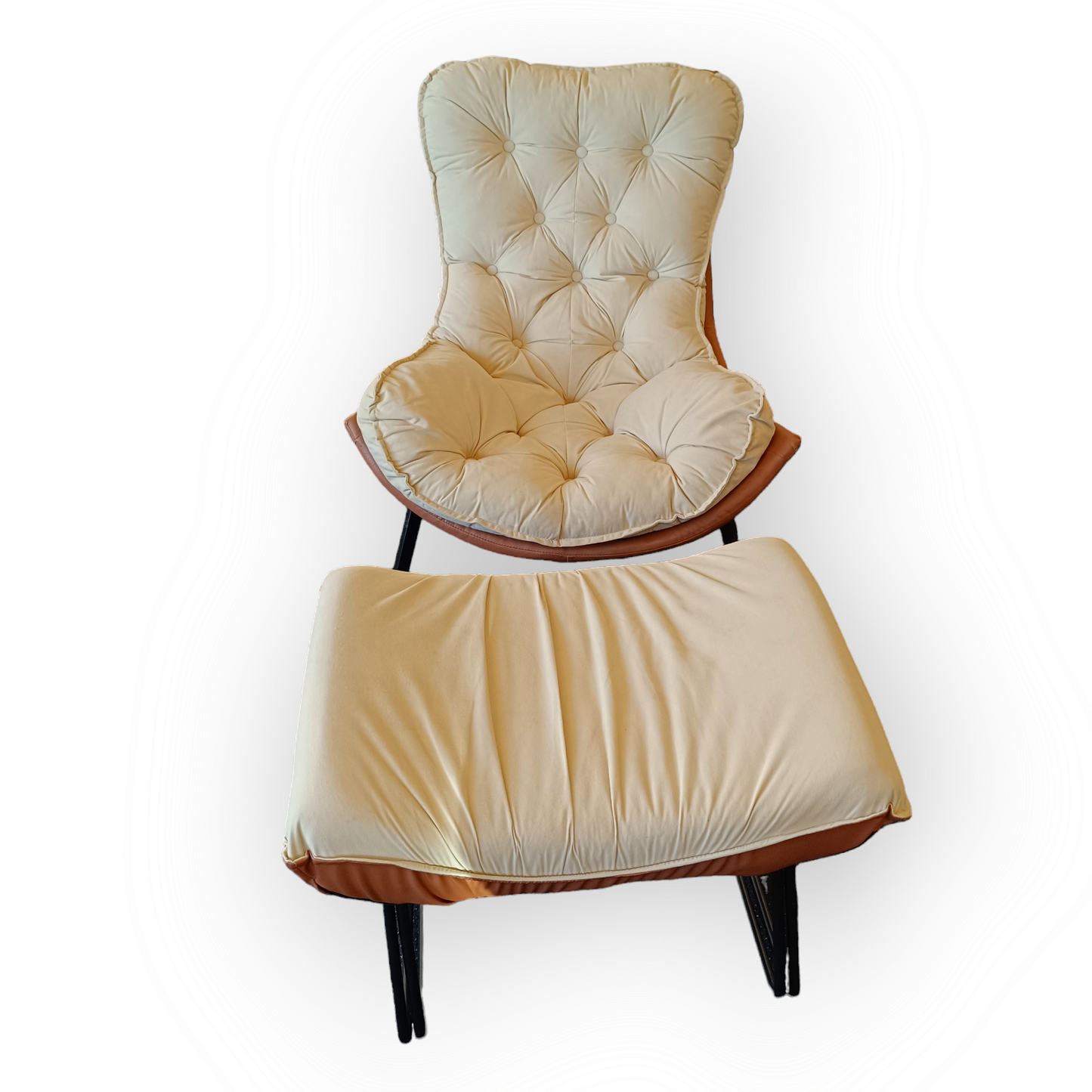 Marshmallow faux leather arm chair with Ottoman