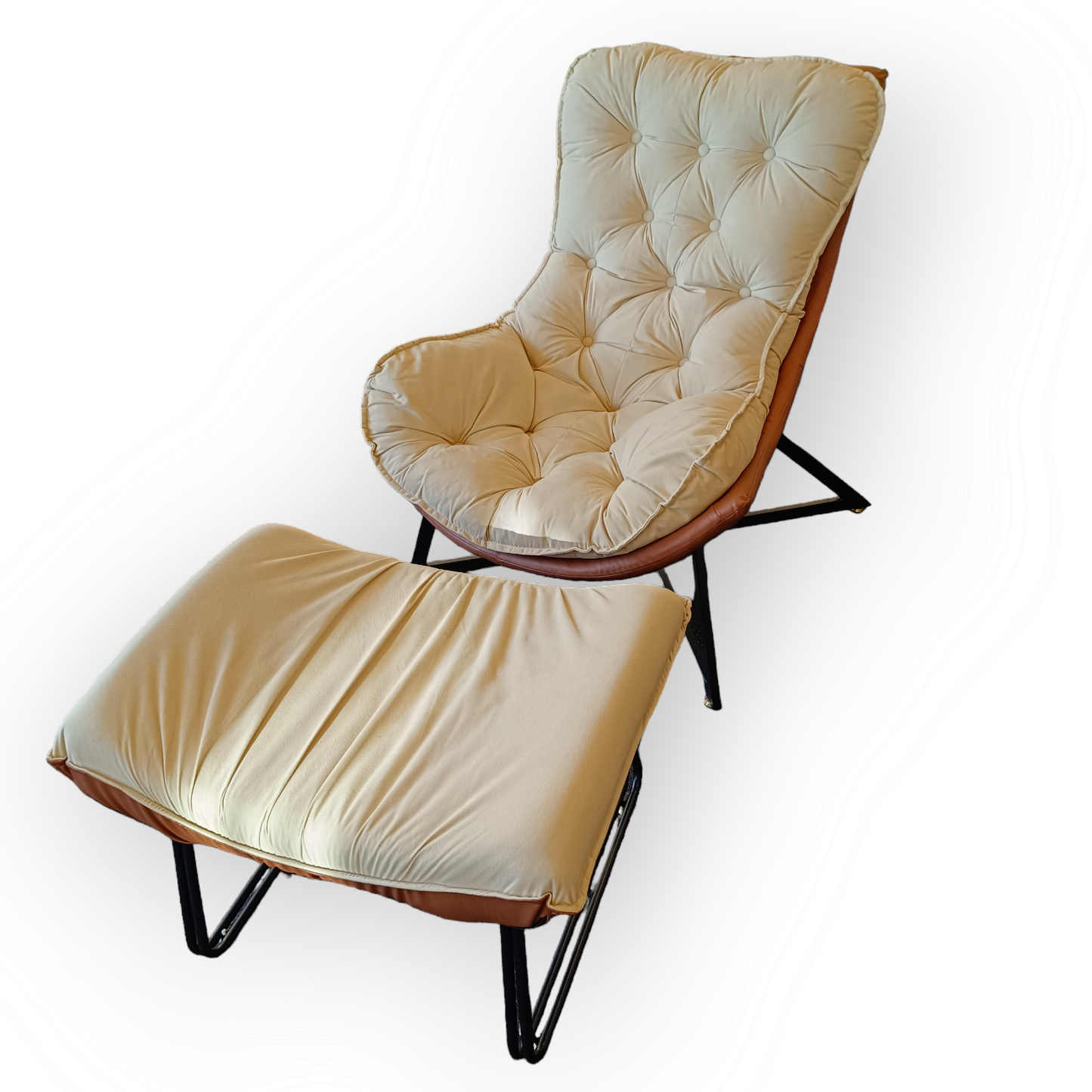 Marshmallow faux leather arm chair with Ottoman