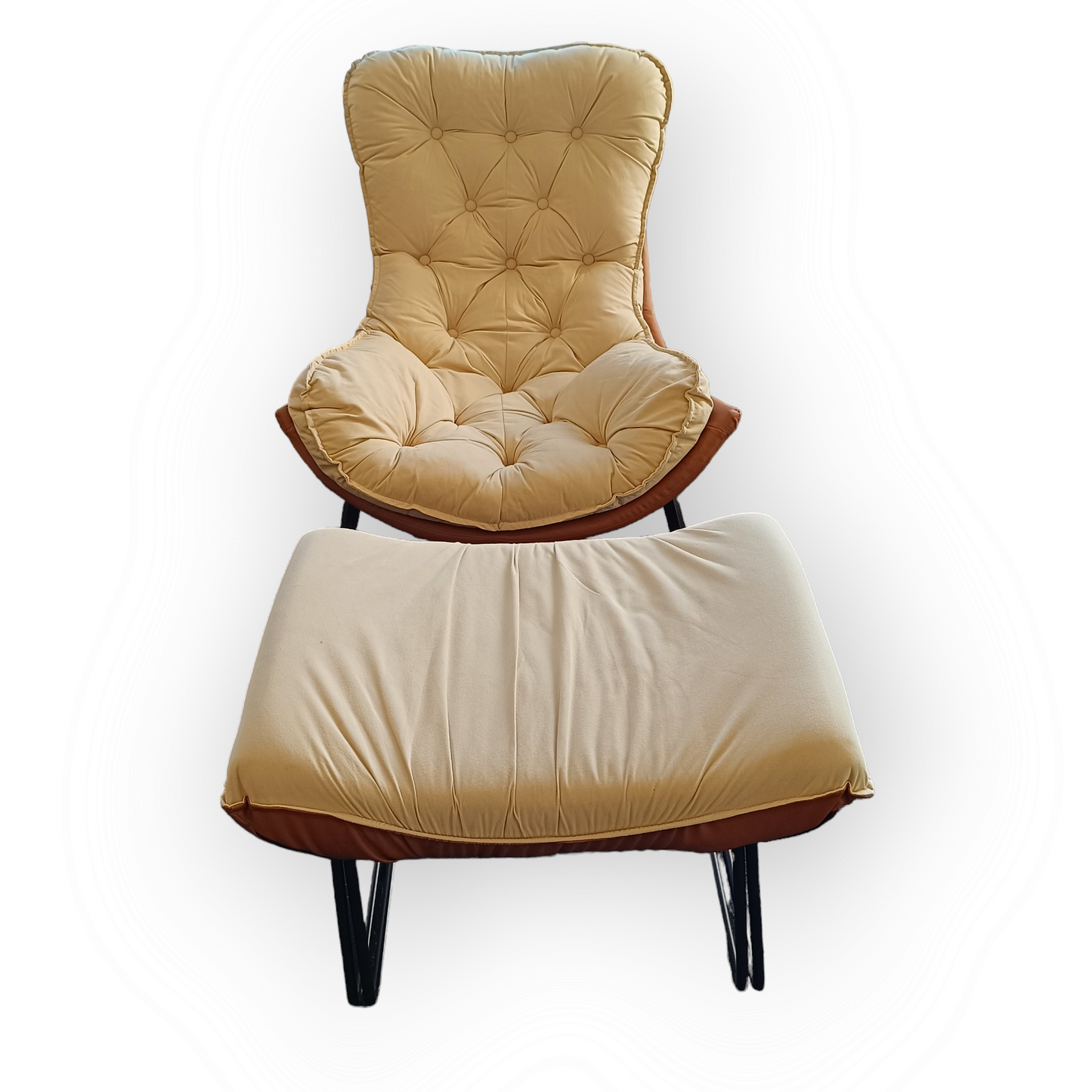 Marshmallow faux leather arm chair with Ottoman