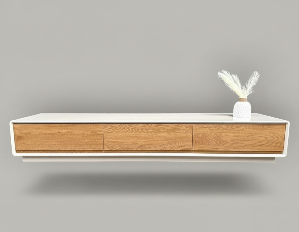 180cm Modern White & Natural Wood TV Unit