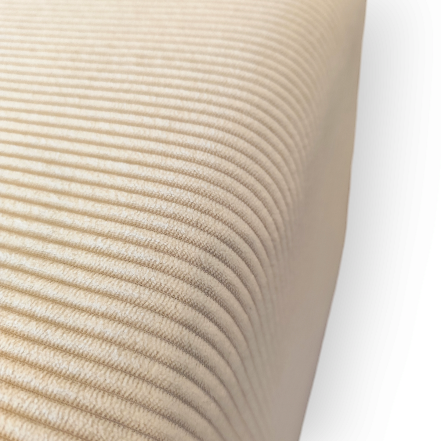 Modern Corduroy Bedside Table with Solid Wood Legs--Cream