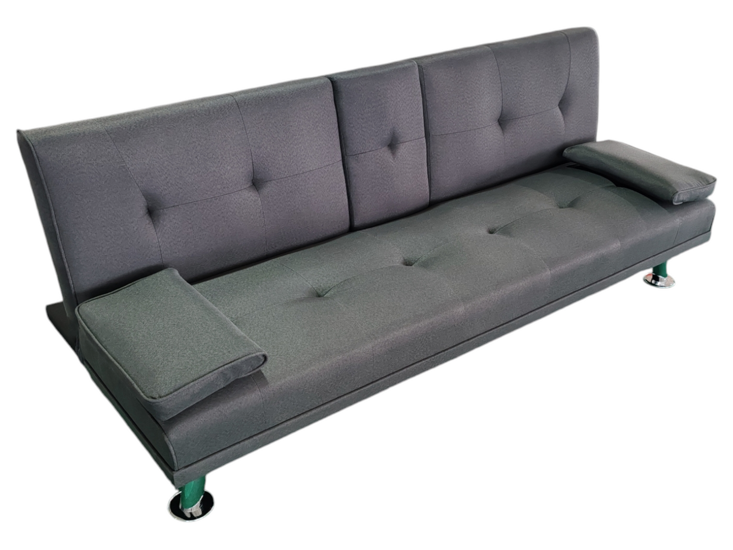 188cm Linen Modern Convertible Sofa Bed with Pull-Out Cup Holder