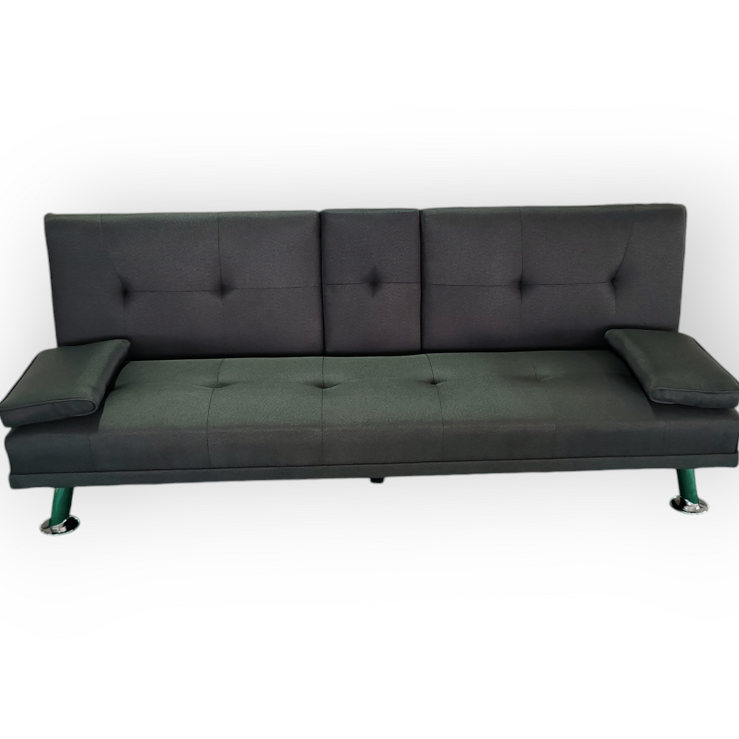 188cm Linen Modern Convertible Sofa Bed with Pull-Out Cup Holder