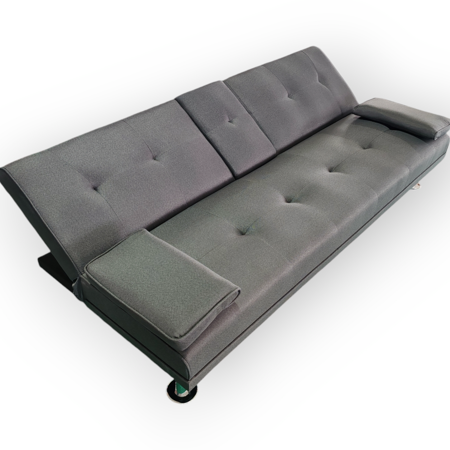 188cm Linen Modern Convertible Sofa Bed with Pull-Out Cup Holder