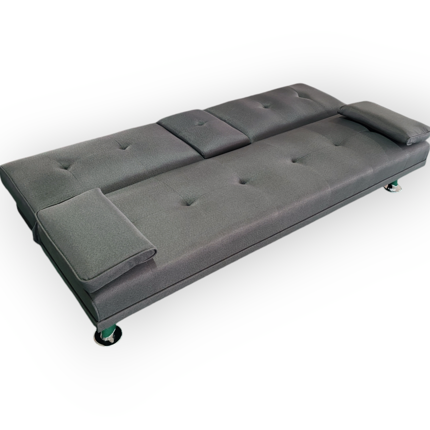 188cm Linen Modern Convertible Sofa Bed with Pull-Out Cup Holder