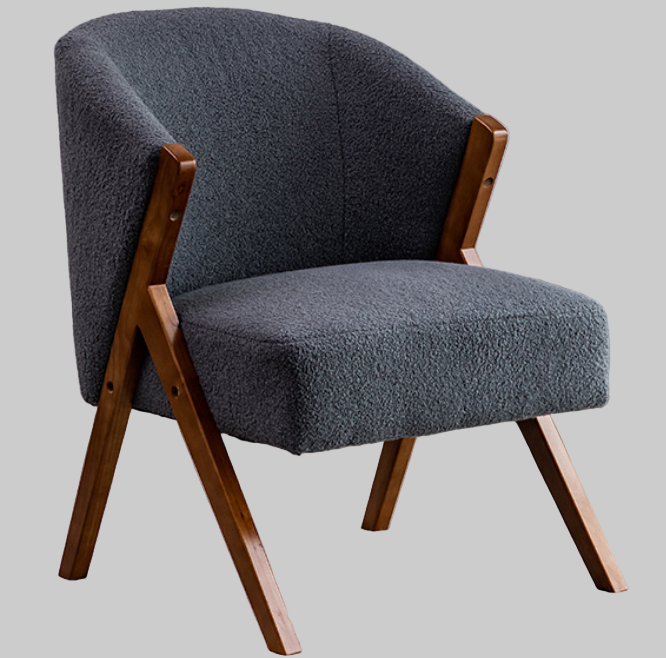 Boucle Arm chair--Grey