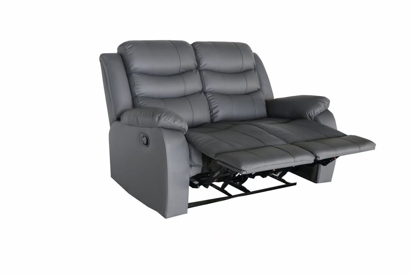 Full Air Leather Manual Recliner Sofa Set – 3-Piece Living Room Set with Drop-Down Table & 5 Recliners