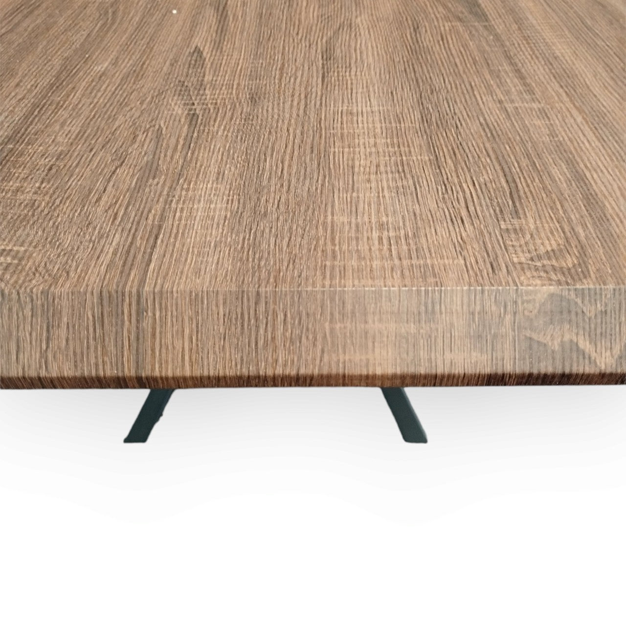 180cm Walnut Dining Table with Black Cross Metal Legs