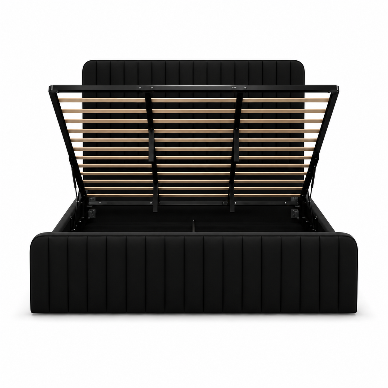 Vivi Luxe Velvet Gas Lift Storage Bedframe (Black)