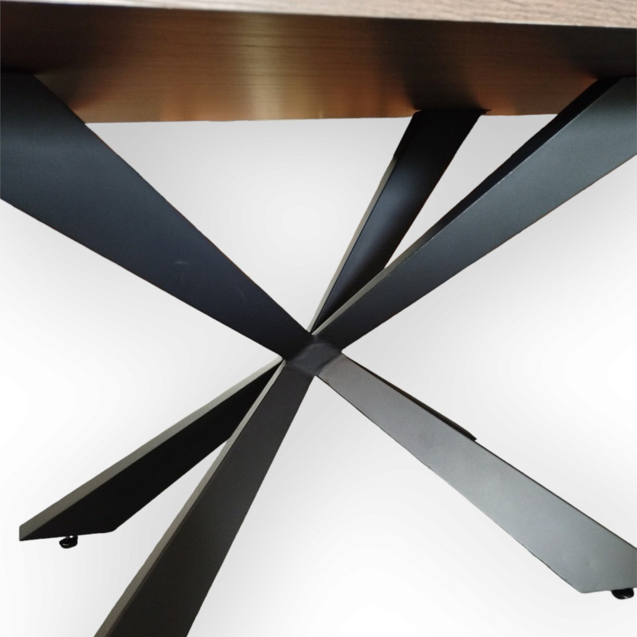 180cm Walnut Dining Table with Black Cross Metal Legs
