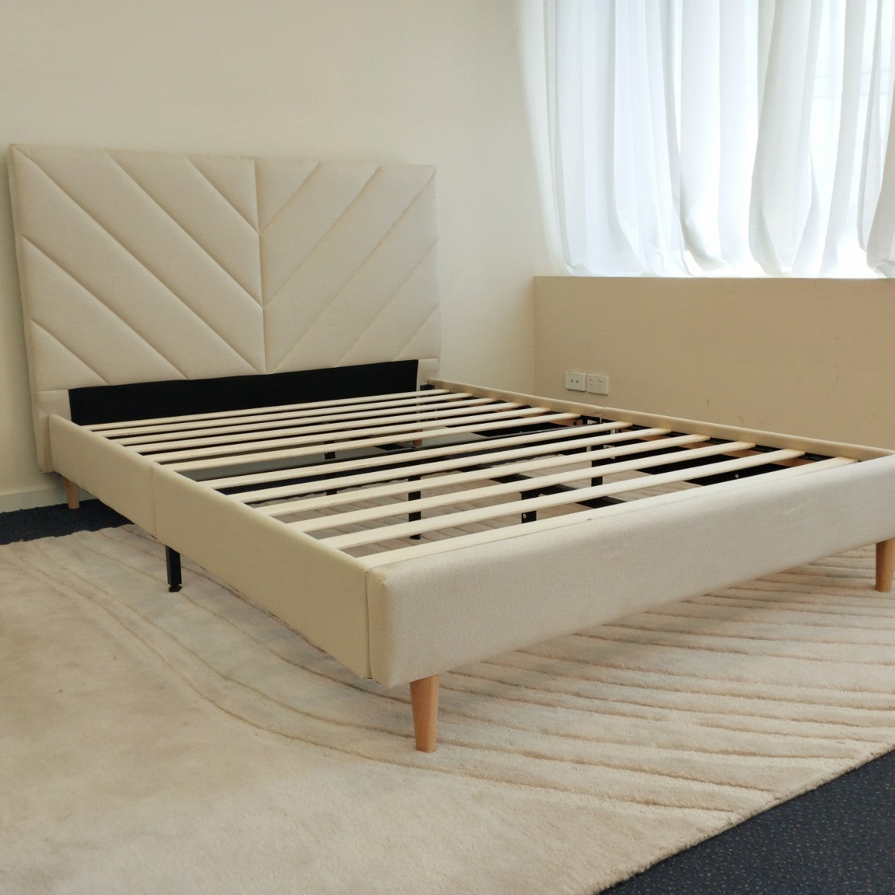 Leavy Serenity Linen Beige Bedframe - OliOli Store