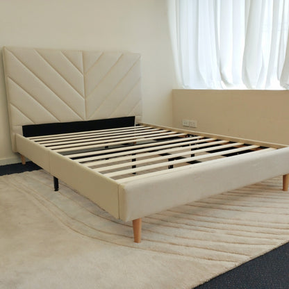 Leavy Serenity Linen Beige Bedframe - OliOli Store