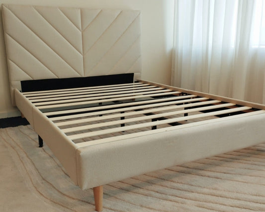 Leavy Serenity Linen Beige Bedframe - OliOli Store