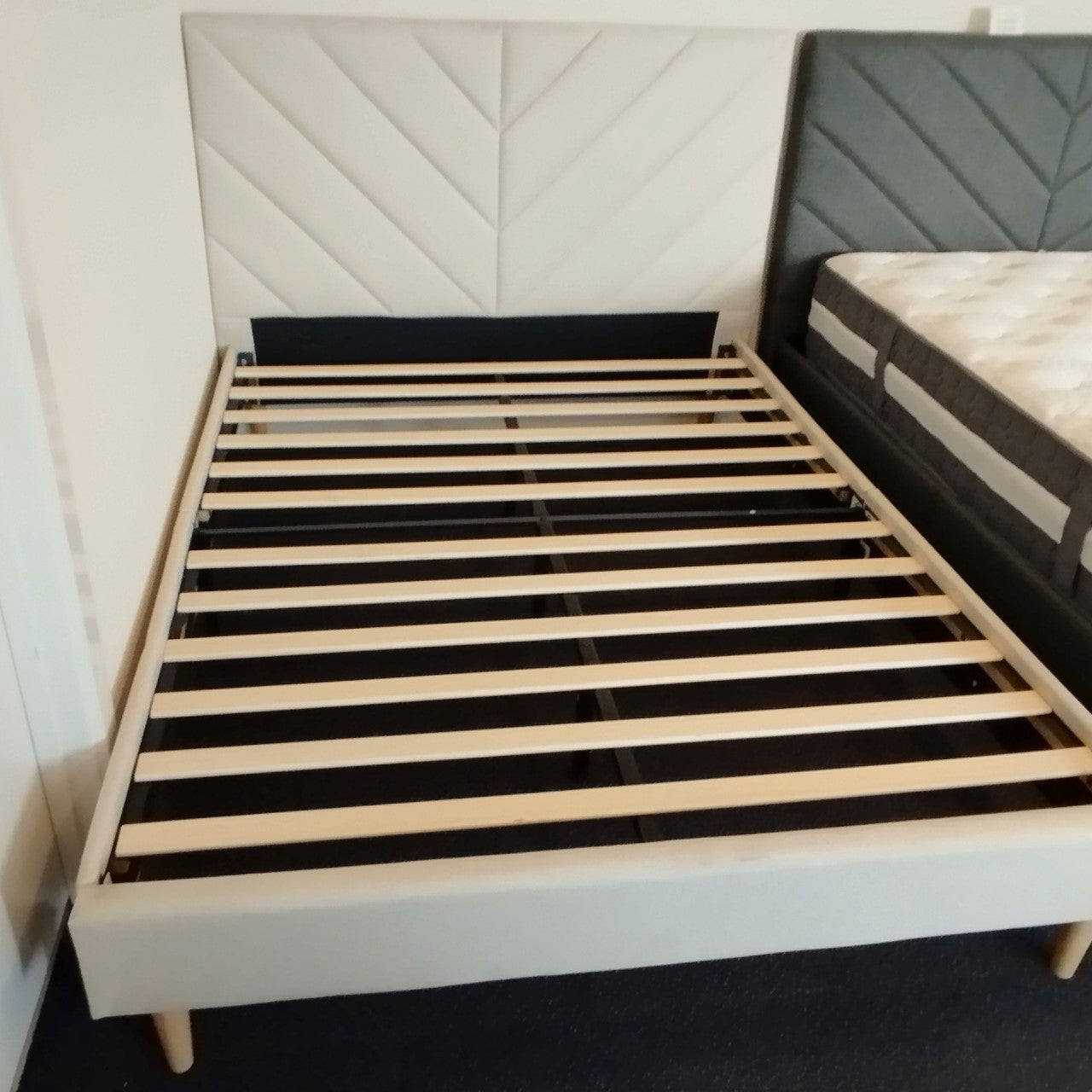 Leavy Serenity Linen Beige Bedframe - OliOli Store