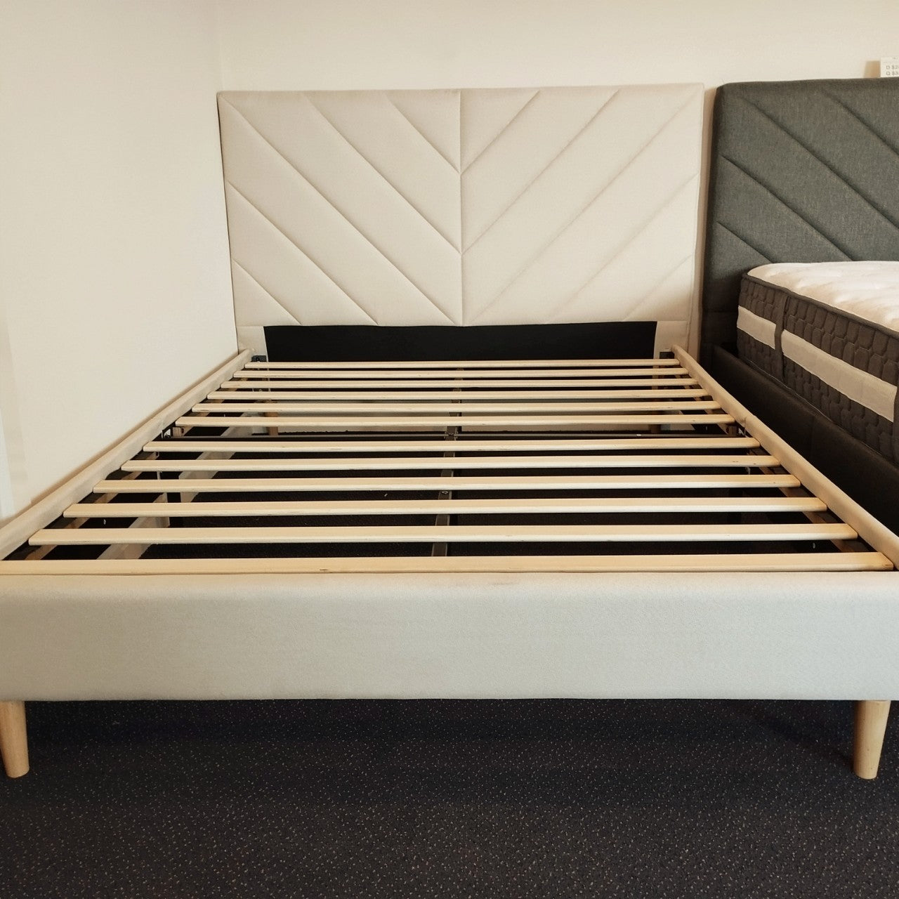 Leavy Serenity Linen Beige Bedframe - OliOli Store