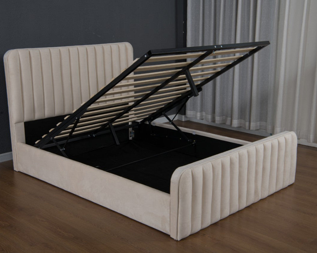 New Vivi Luxe Velvet Gas Lift Storage Bedframe