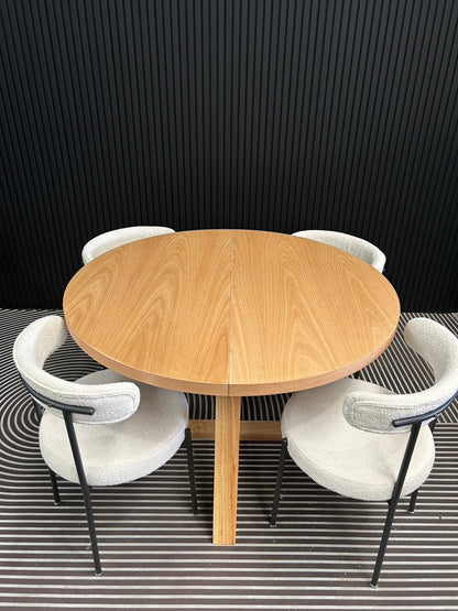 PRE-ORDER Modern OAK Natural Extendable Round Dining Table 120-160cm