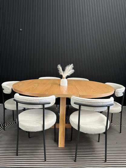 PRE-ORDER Modern OAK Natural Extendable Round Dining Table 120-160cm