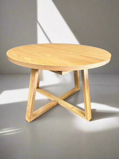 PRE-ORDER Modern OAK Natural Extendable Round Dining Table 120-160cm