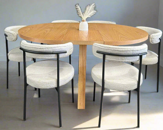 PRE-ORDER Modern OAK Natural Extendable Round Dining Table 120-160cm