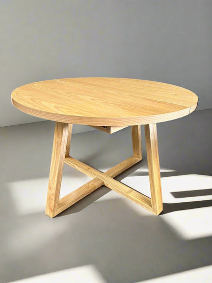 PRE-ORDER Modern OAK Natural Extendable Round Dining Table 120-160cm