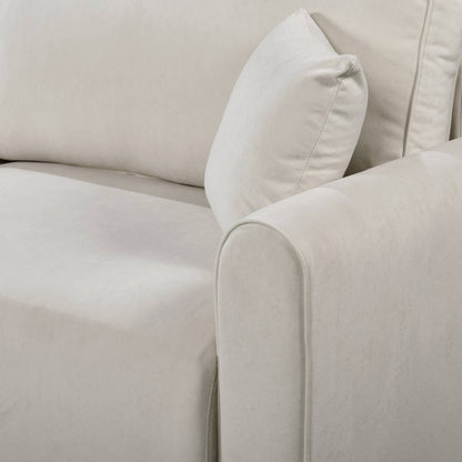 Luxury Convertible Sofa Bed – Premium Short Velvet Upholstered Sleeper Sofa with Storage & Sturdy Wooden Legs (Cream White)