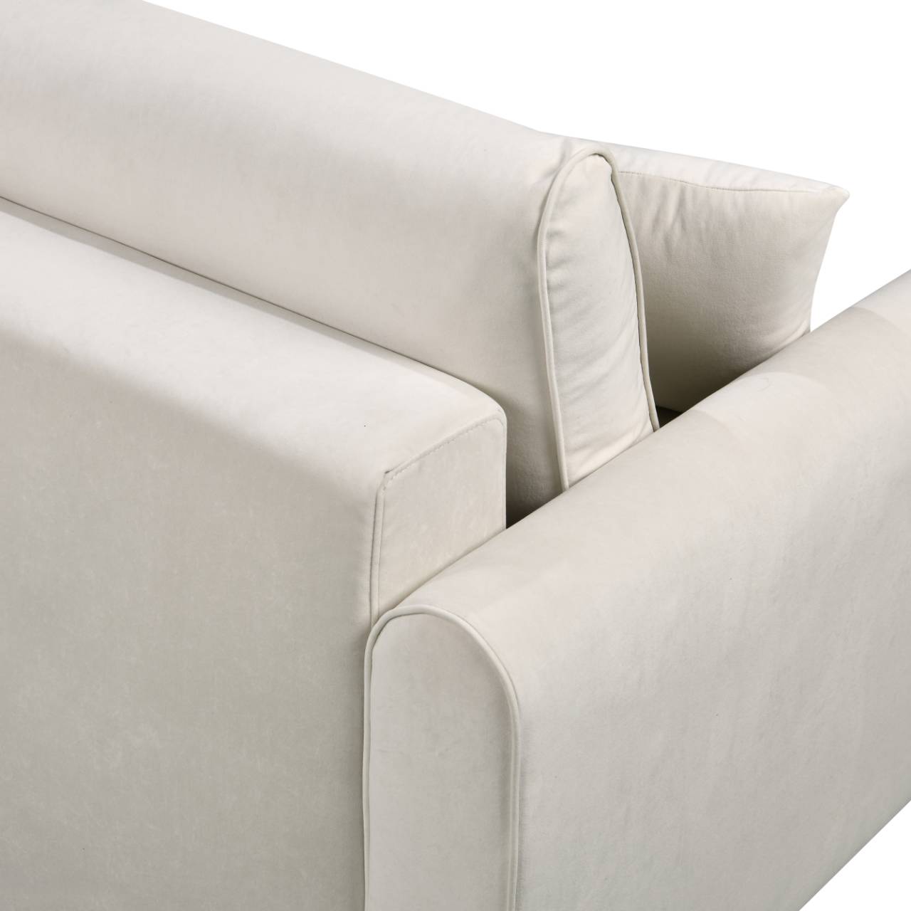 Luxury Convertible Sofa Bed – Premium Short Velvet Upholstered Sleeper Sofa with Storage & Sturdy Wooden Legs (Cream White)