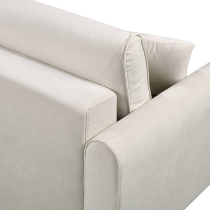 Luxury Convertible Sofa Bed – Premium Short Velvet Upholstered Sleeper Sofa with Storage & Sturdy Wooden Legs (Cream White)