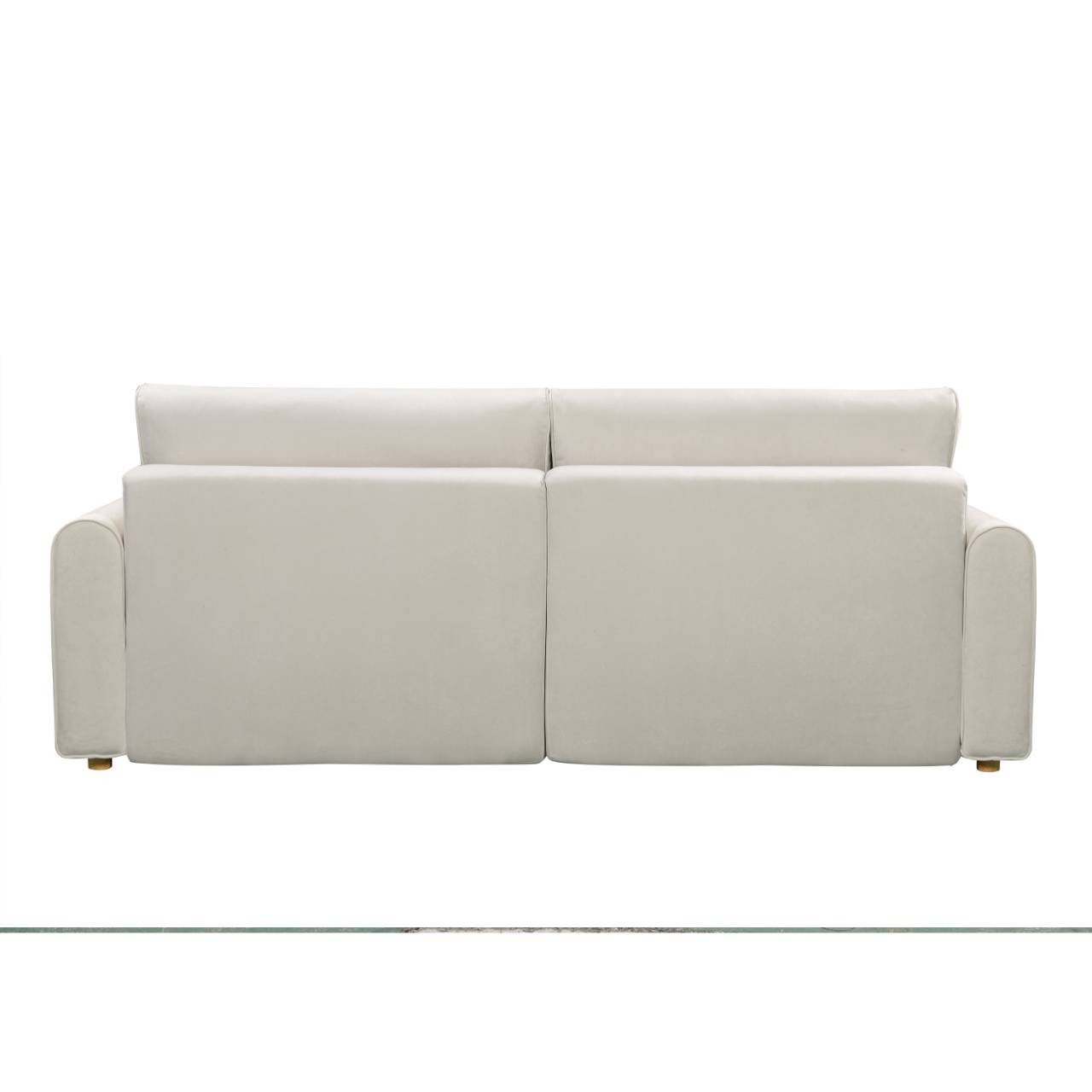 Luxury Convertible Sofa Bed – Premium Short Velvet Upholstered Sleeper Sofa with Storage & Sturdy Wooden Legs (Cream White)