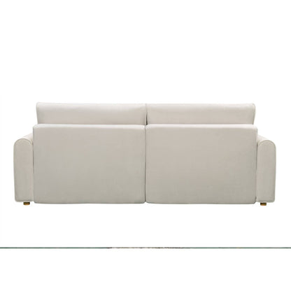 Luxury Convertible Sofa Bed – Premium Short Velvet Upholstered Sleeper Sofa with Storage & Sturdy Wooden Legs (Cream White)