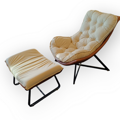 Marshmallow faux leather arm chair with Ottoman
