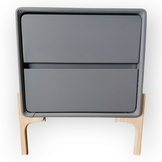 Modern PU Leather Bedside Table--Grey