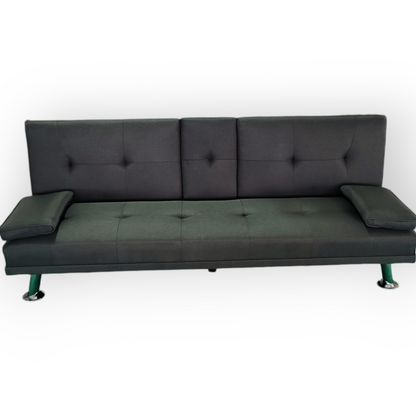 188cm Linen Modern Convertible Sofa Bed with Pull-Out Cup Holder