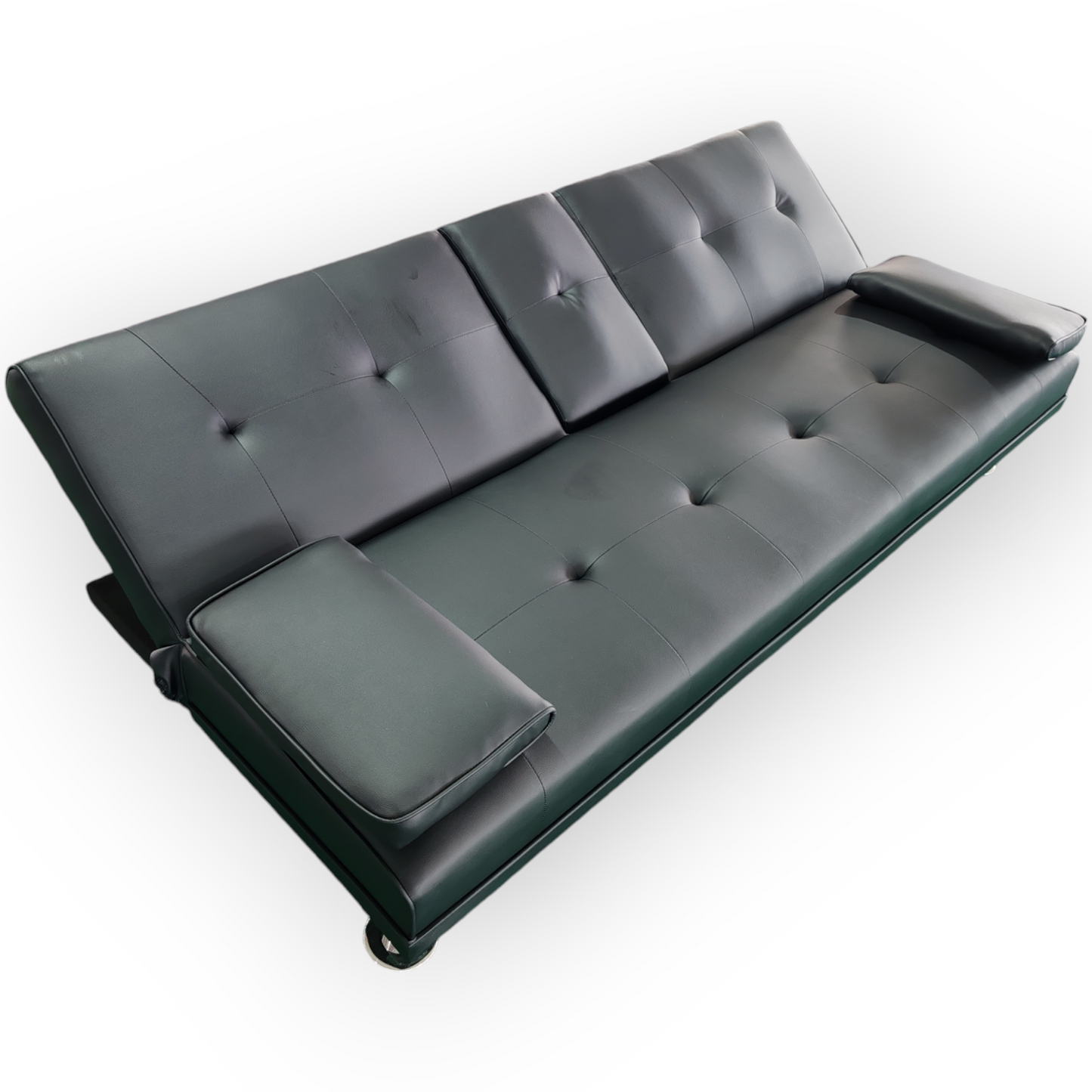 188cm PU leather Modern Convertible Sofa Bed with Pull-Out Cup Holder