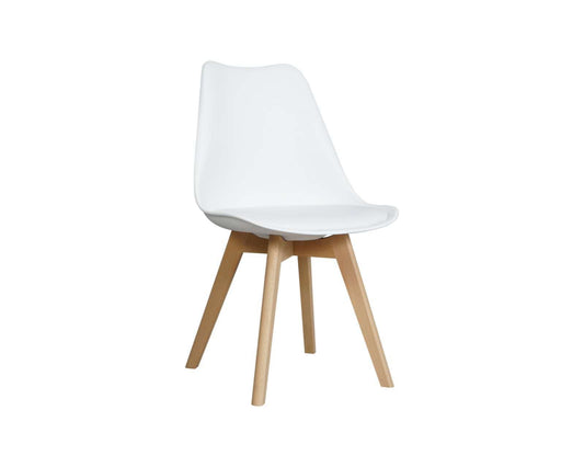 Oliv Snow White Dining Chair Set – Faux Leather Upholstery with Solid Wood Legs, Set of 4 - OliOli Store