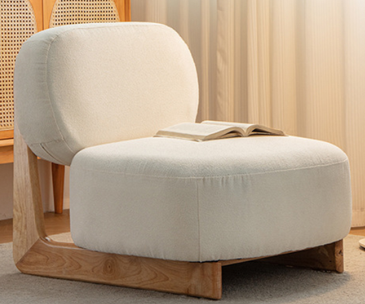 Dora Contemporary Wooden Base Armchair--Cream