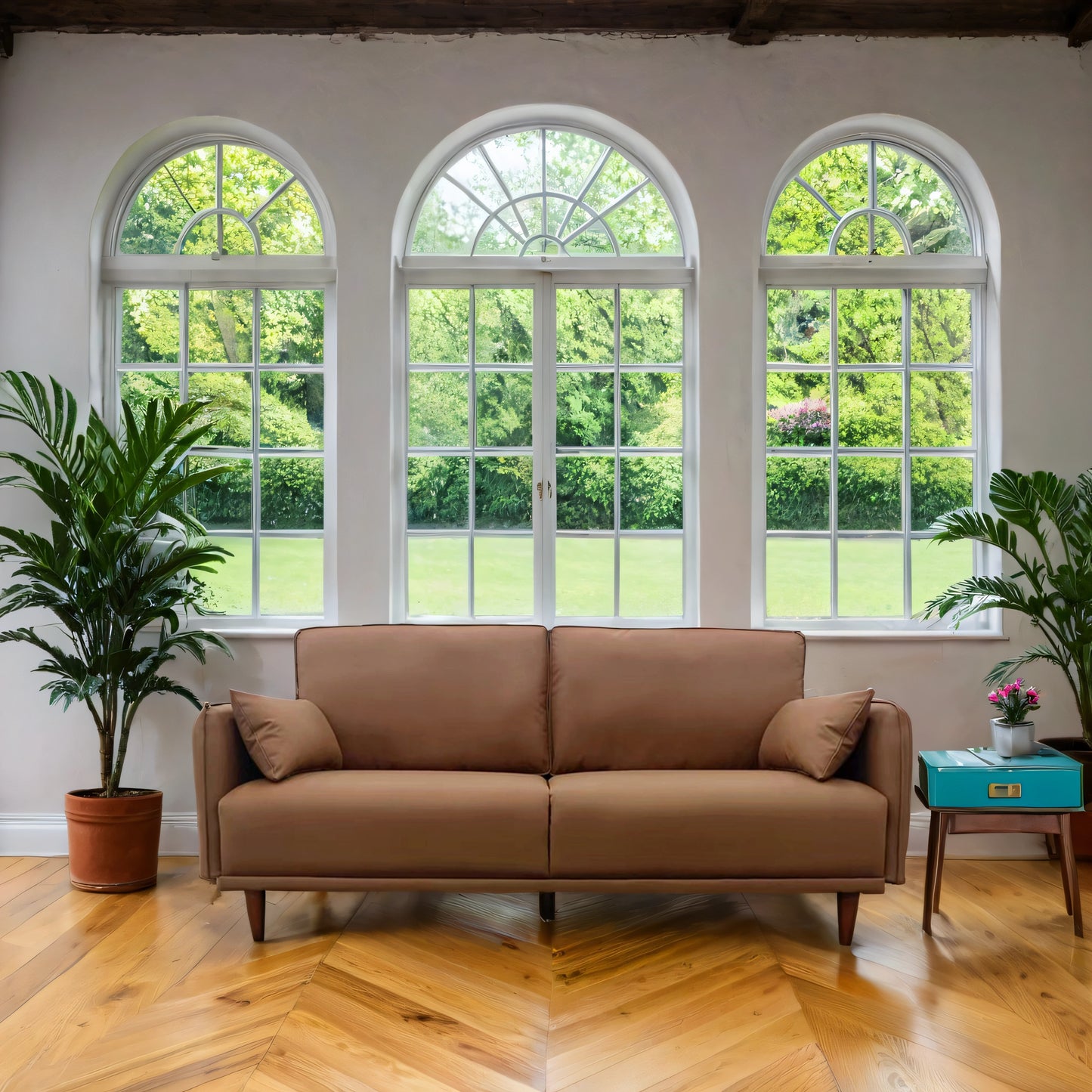 Bello Contemporary Faux Leather 3-Seater Sofa – Elegant Comfort with Mid-Century Modern Design