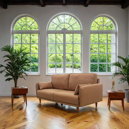 Bello Contemporary Faux Leather 3-Seater Sofa – Elegant Comfort with Mid-Century Modern Design