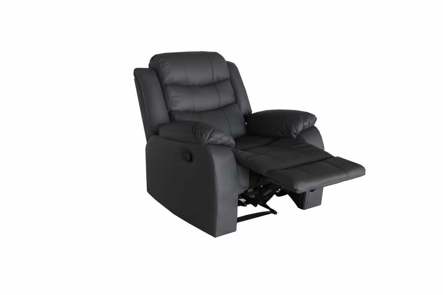 Full Air Leather Manual Recliner Sofa Set – 3-Piece Living Room Set with Drop-Down Table & 5 Recliners
