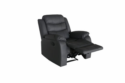 Full Air Leather Manual Recliner Sofa Set – 3-Piece Living Room Set with Drop-Down Table & 5 Recliners