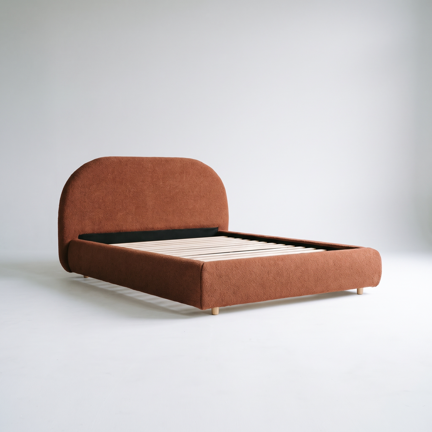 New Chic Cozy Bouclé Bedframe -- Rust
