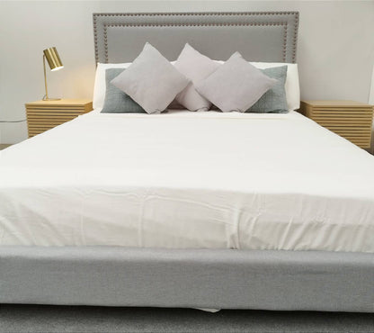 Queen size Mid-Century Linen Grey Bedframe adjustable bed Head