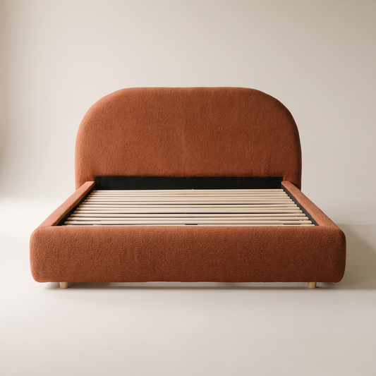 New Chic Cozy Bouclé Bedframe -- Rust